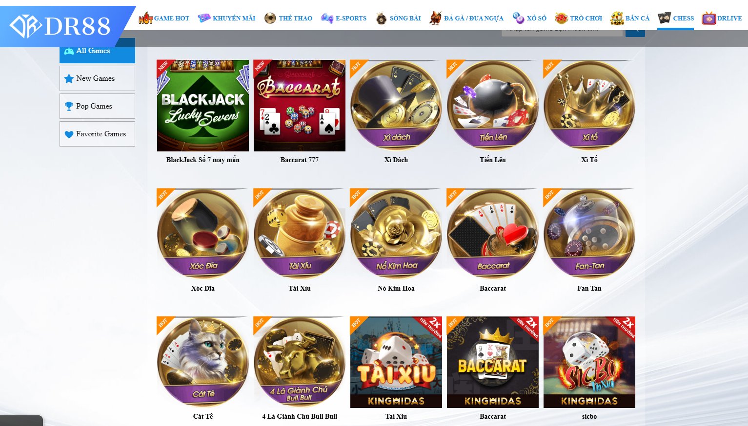 Tổng quan về sảnh game bài DR88